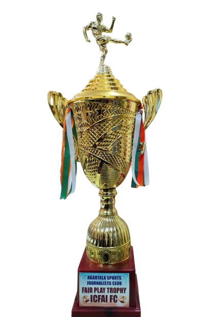The Fair Play Trophy awarded to ICFAI FC by the Agartala Sports Journalists Club